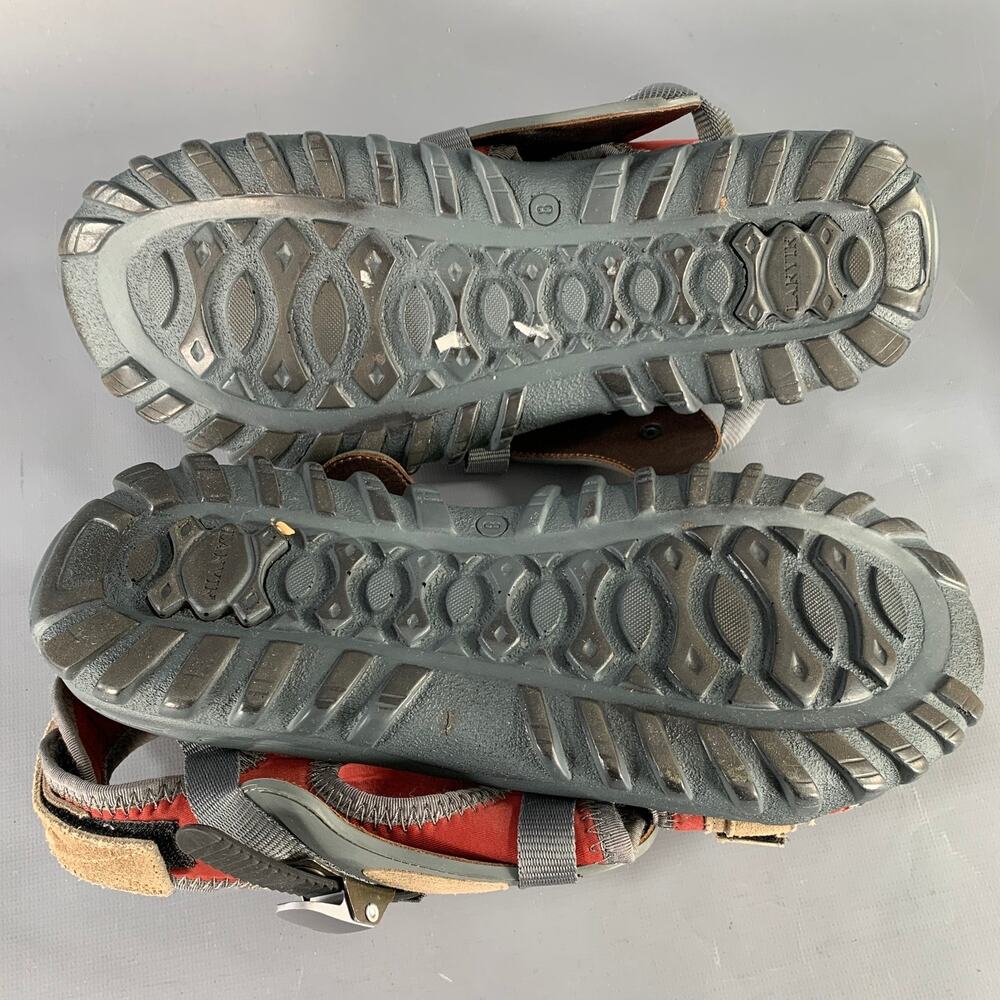 LANVIN Size 8 Beige Red Neoprene Hook Loop Closure Sandals - Picture 6 of 8